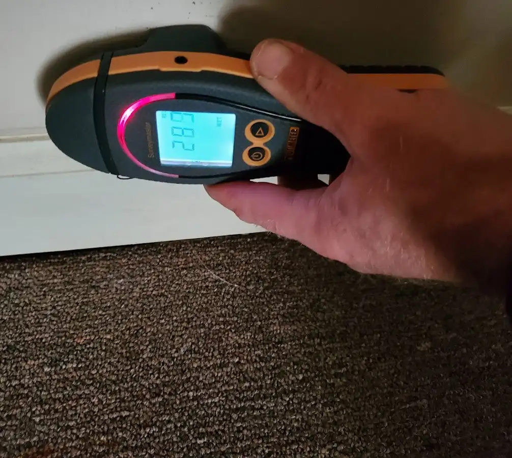 Moisture detection at baseboard during Burst Pipe Cleanup in Selah